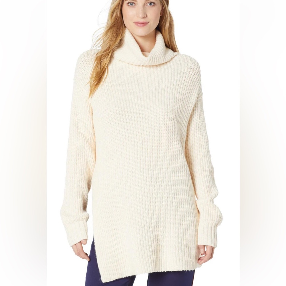 Free People Women's Cream Turtleneck Sweater Tunic Size Small